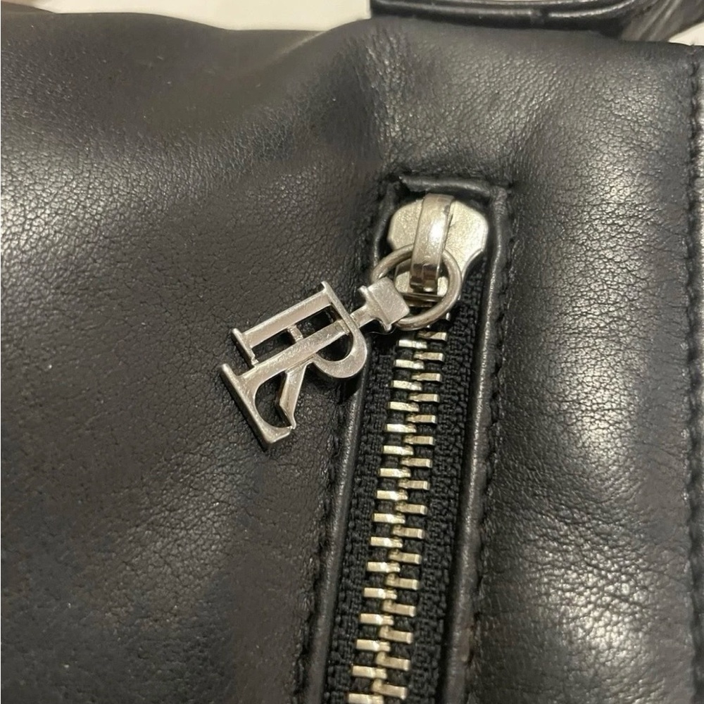 Vintage Ralph Lauren Black Leather Crossbody Shoulder Bag Y2K Silver Logo - Picture 13 of 14